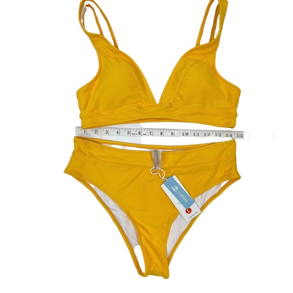 Cupshe 2 Piece Bikini Bottoms NWT Top NWOT Yellow - Orange Size Large - Picture 3 of 7